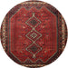 Round Traditional Chestnut Brown Persian Rug, tr808