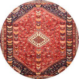 Round Traditional Copper Red Pink Persian Rug, tr809