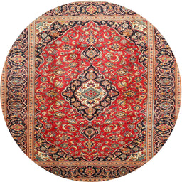 Round Traditional Sand Brown Medallion Rug, tr80