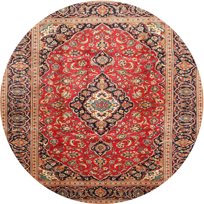 Round Traditional Sand Brown Medallion Rug, tr80