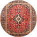 Round Traditional Sand Brown Medallion Rug, tr80