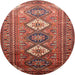 Round Traditional Copper Red Pink Persian Rug, tr812