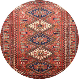 Square Machine Washable Traditional Copper Red Pink Rug, wshtr812