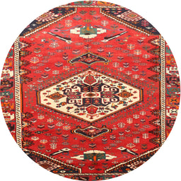 Square Machine Washable Traditional Orange Salmon Pink Rug, wshtr813