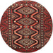 Round Traditional Saffron Red Persian Rug, tr814