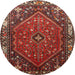 Round Traditional Dark Gold Brown Persian Rug, tr817