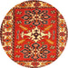 Round Traditional Red Geometric Rug, tr818