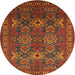 Round Traditional Light Brown Persian Rug, tr819
