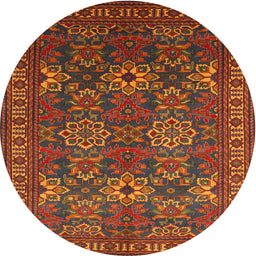 Square Machine Washable Traditional Light Brown Rug, wshtr819