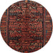 Round Traditional Chestnut Brown Persian Rug, tr81