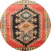 Round Traditional Sand Brown Persian Rug, tr824