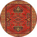 Round Traditional Light Brown Geometric Rug, tr827