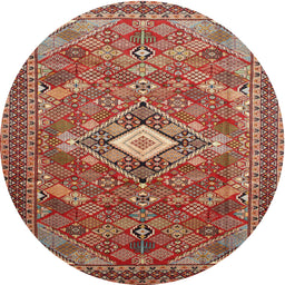 Square Machine Washable Traditional Tomato Red Rug, wshtr82