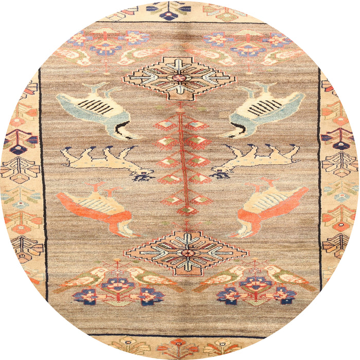 Round Traditional Bronze Brown Persian Rug, tr835