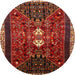 Square Machine Washable Traditional Tomato Red Rug, wshtr837