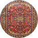 Square Machine Washable Traditional Saffron Red Rug, wshtr840