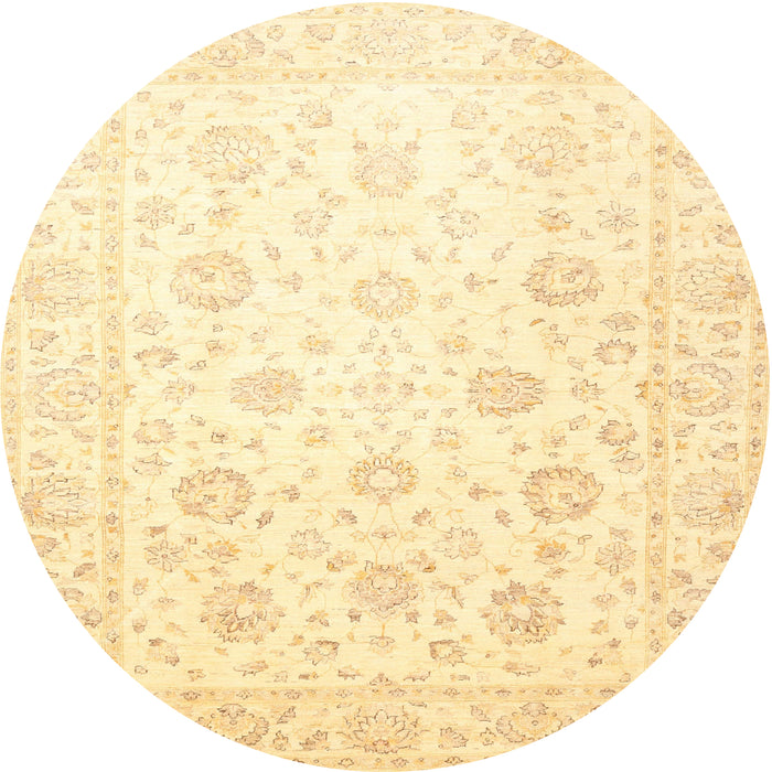 Round Traditional Mustard Yellow Oriental Rug, tr842