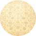 Round Traditional Mustard Yellow Oriental Rug, tr842