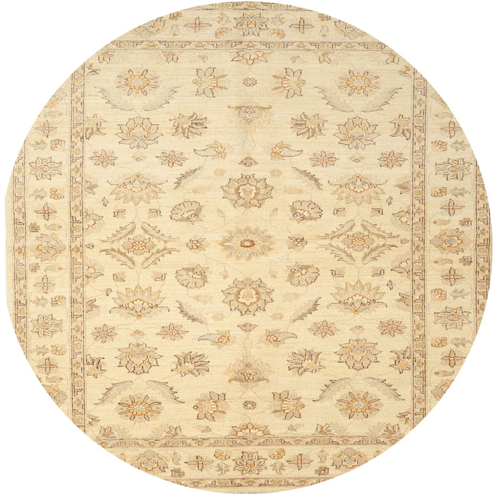 Round Traditional Sun Yellow Oriental Rug, tr843