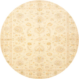 Round Traditional Golden Blonde Gold Oriental Rug, tr844