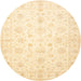 Round Traditional Golden Blonde Gold Oriental Rug, tr844