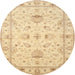 Round Traditional Brown Gold Oriental Rug, tr845