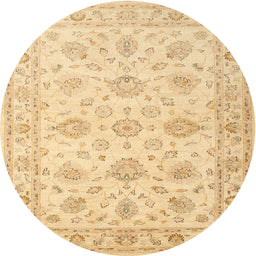 Round Traditional Mustard Yellow Persian Rug, tr847