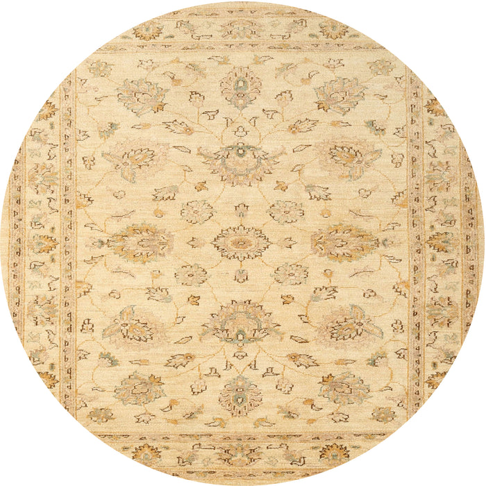Round Traditional Mustard Yellow Persian Rug, tr847