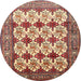 Round Traditional Brown Red Persian Rug, tr853