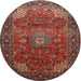 Round Traditional Rust Pink Persian Rug, tr854