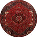 Square Machine Washable Traditional Tomato Red Rug, wshtr855