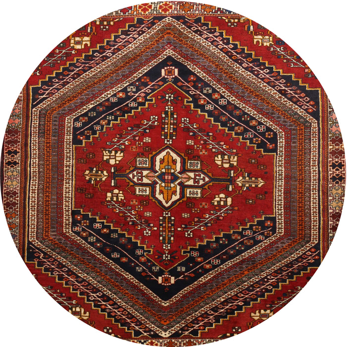 Round Traditional Sienna Brown Persian Rug, tr856