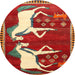 Round Traditional Orange Brown Animal Rug, tr863