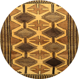 Round Traditional Dark Orange Persian Rug, tr864