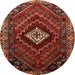 Square Machine Washable Traditional Tomato Red Rug, wshtr865