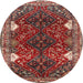 Round Traditional Orange Salmon Pink Persian Rug, tr867