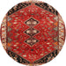 Round Traditional Rust Pink Persian Rug, tr868