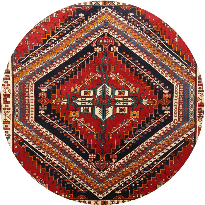 Round Traditional Dark Almond Brown Persian Rug, tr869