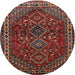 Round Traditional Dark Almond Brown Persian Rug, tr872