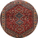 Square Machine Washable Traditional Dark Almond Brown Rug, wshtr872