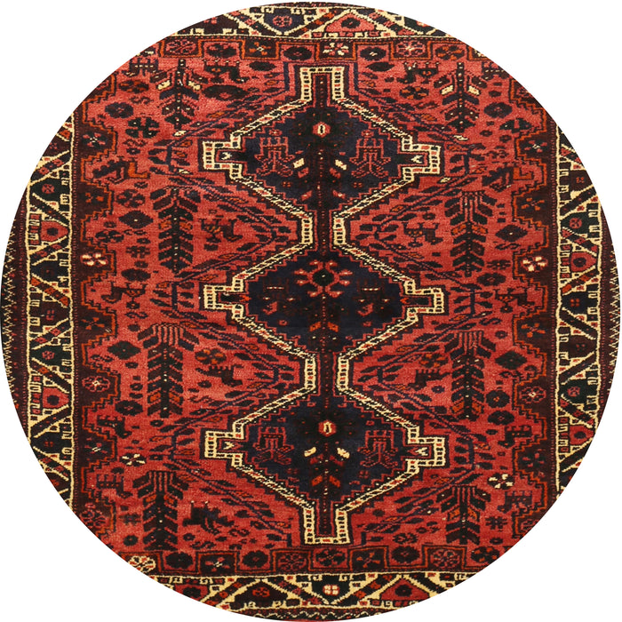 Round Traditional Dark Sienna Brown Persian Rug, tr873
