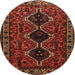 Round Traditional Dark Sienna Brown Persian Rug, tr873