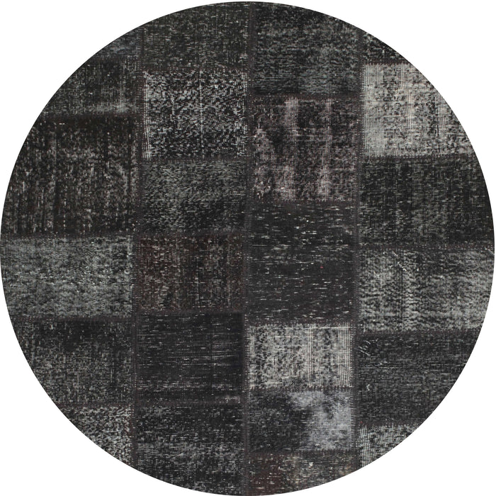 Square Machine Washable Traditional Charcoal Black Rug, wshtr874