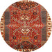 Square Machine Washable Traditional Peru Brown Rug, wshtr876