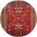 Round Traditional Gold Brown Persian Rug, tr879