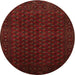 Round Traditional Crimson Red Persian Rug, tr87