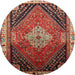 Square Machine Washable Traditional Orange Salmon Pink Rug, wshtr881