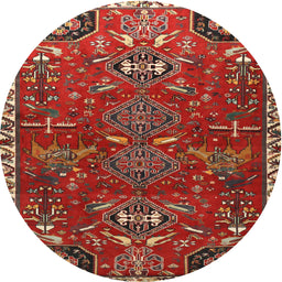 Square Machine Washable Traditional Red Rug, wshtr884