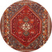 Round Traditional Gold Brown Persian Rug, tr886