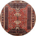 Round Traditional Saffron Red Persian Rug, tr887